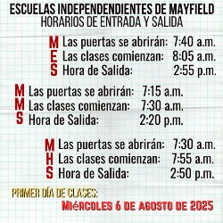 Graphic of times for the upcoming school year. 